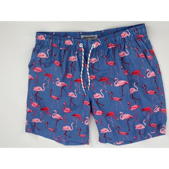 Maamgic Other - Maamgic Mens Swim Trunks Shorts Flamingos Blue Pink Large Liner